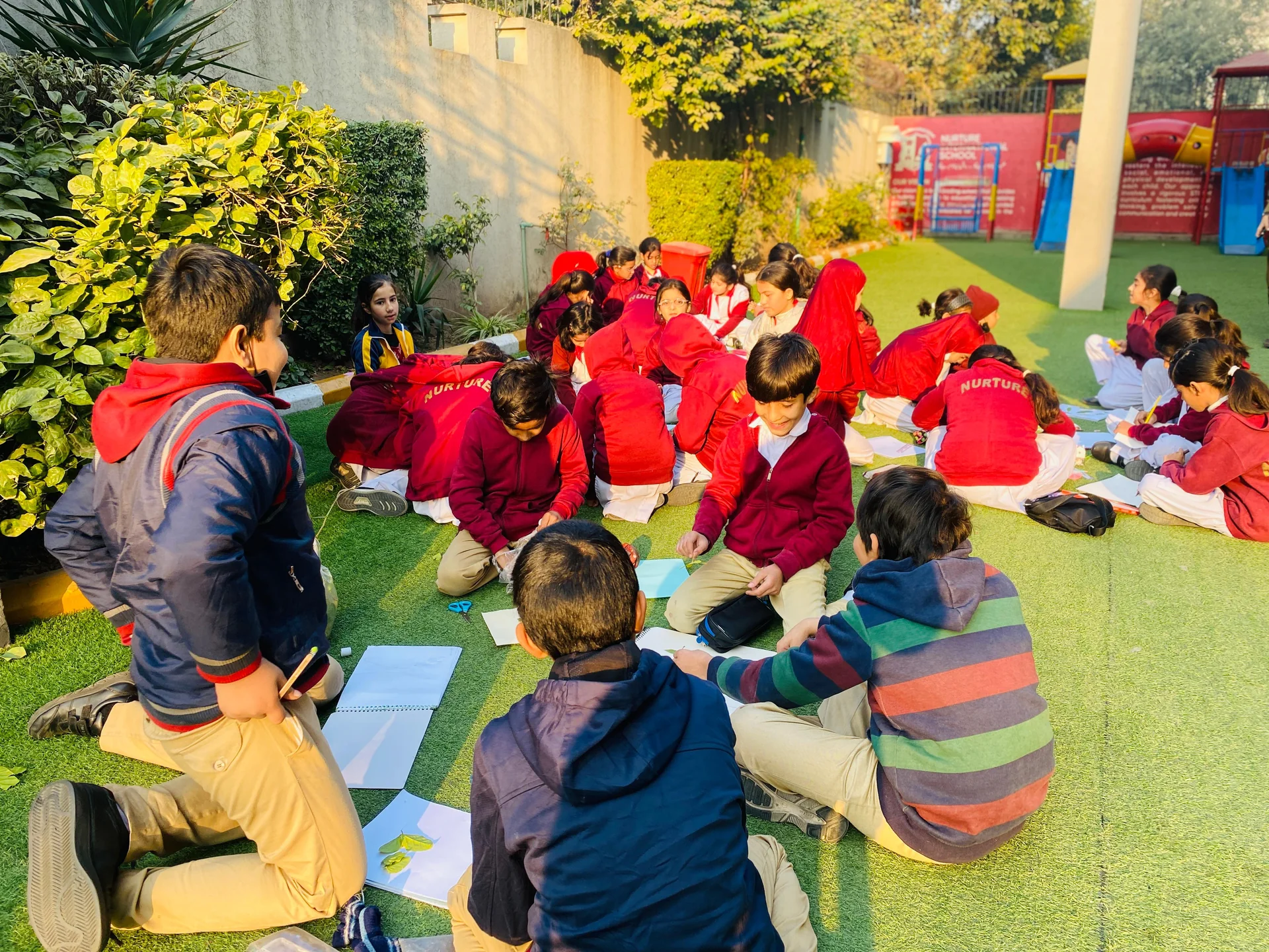 Students taking part in general campus life at Nurture