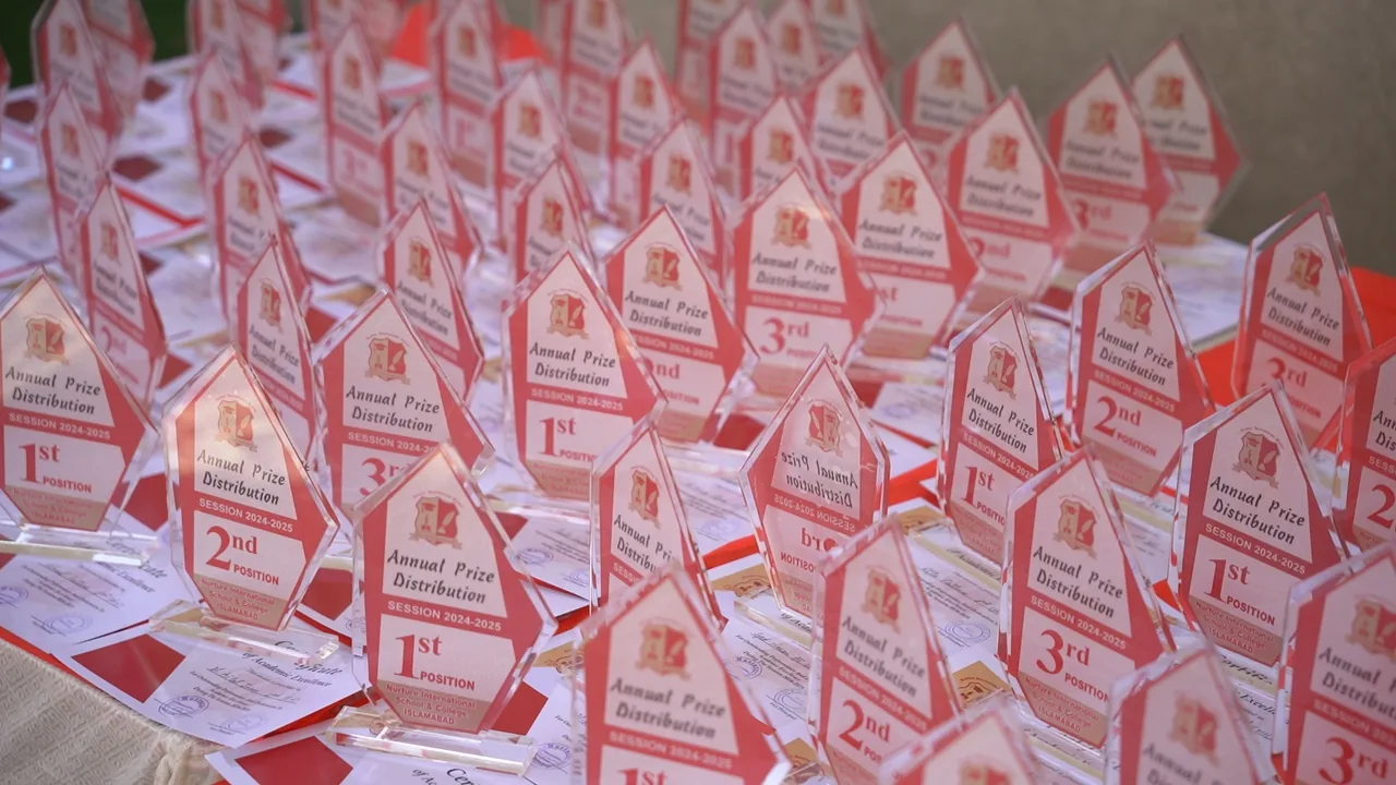 A display of Nurture academic achievement awards